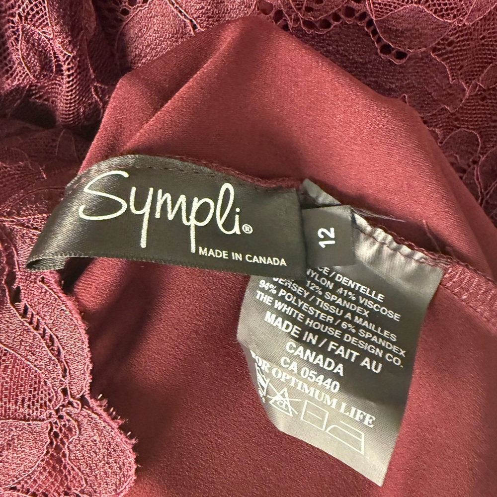 Sympli Reversible Lace V-Neckline Cami Top Wine Women’s US 12 - Picture 4 of 6